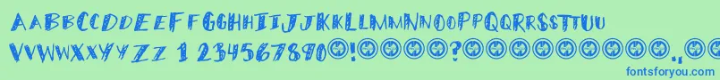 MiddleschoolerRegular Font – Blue Fonts on Green Background