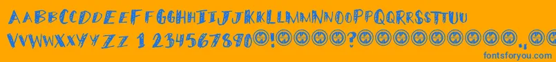 MiddleschoolerRegular-Schriftart – Blaue Schriften auf orangefarbenem Hintergrund