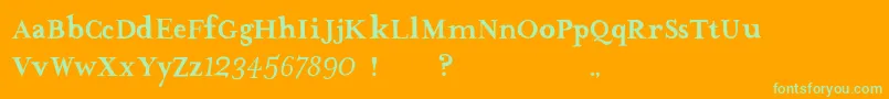 TheMissusHandStrong-fontti – vihreät fontit oranssilla taustalla