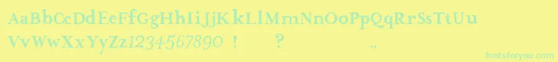 Fonte TheMissusHandStrong – fontes verdes em um fundo amarelo