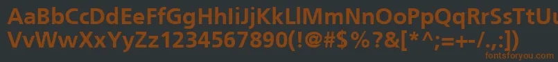 Fonte PfcatalogBoldUnicode – fontes marrons em um fundo preto
