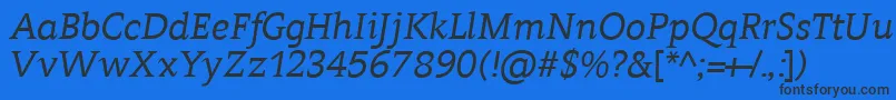 フォントContraItalic – 黒い文字の青い背景