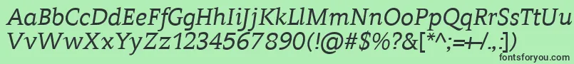 Czcionka ContraItalic – czarne czcionki na zielonym tle