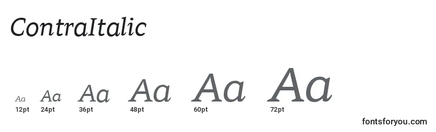 Размеры шрифта ContraItalic