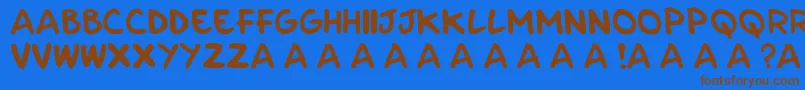 フォントParla – 茶色の文字が青い背景にあります。