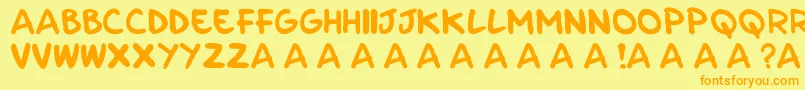 フォントParla – オレンジの文字が黄色の背景にあります。