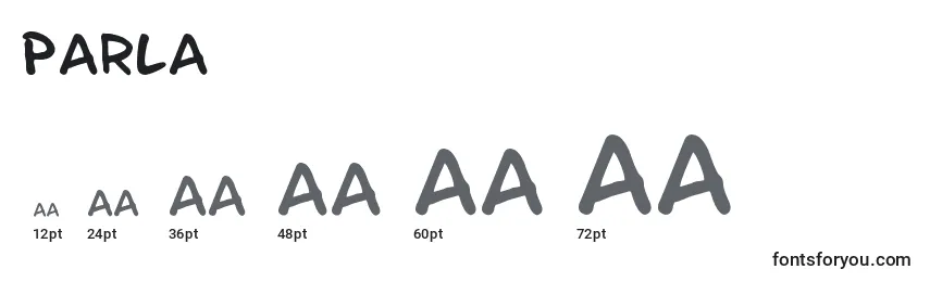Размеры шрифта Parla