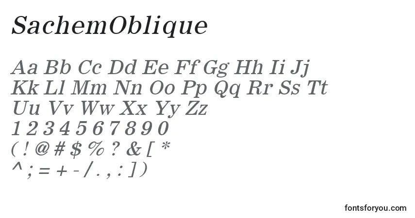 A fonte SachemOblique – alfabeto, números, caracteres especiais