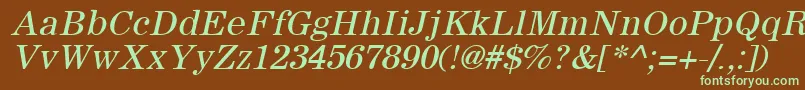 SachemOblique-fontti – vihreät fontit ruskealla taustalla