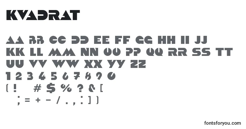 Шрифт Kvadrat – алфавит, цифры, специальные символы