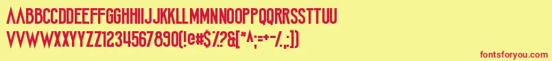 フォントAmateurCamcorder – 赤い文字の黄色い背景