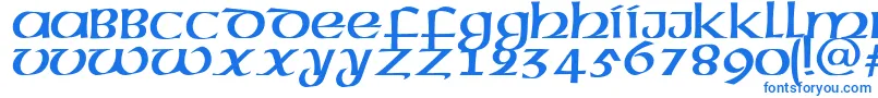 MegenRus-Schriftart – Blaue Schriften auf weißem Hintergrund