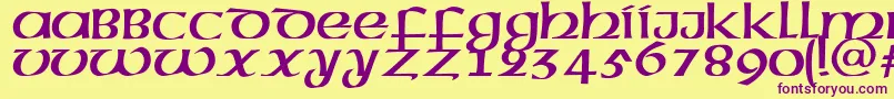 フォントMegenRus – 紫色のフォント、黄色の背景