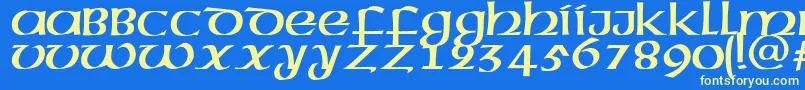 MegenRus-Schriftart – Gelbe Schriften auf blauem Hintergrund