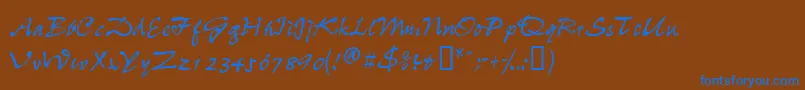 フォントWheedlessk – 茶色の背景に青い文字