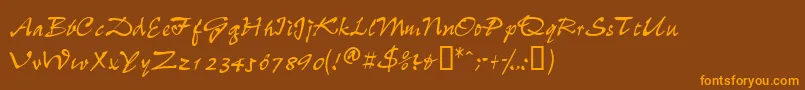 Wheedlessk-Schriftart – Orangefarbene Schriften auf braunem Hintergrund