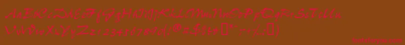 Wheedlessk-Schriftart – Rote Schriften auf braunem Hintergrund