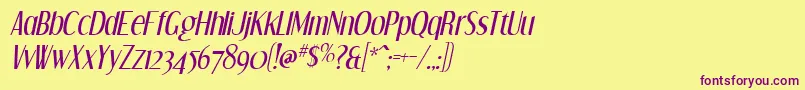 DreamOrphansItalic-fontti – violetit fontit keltaisella taustalla