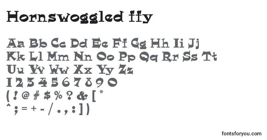 Schriftart Hornswoggled ffy – Alphabet, Zahlen, spezielle Symbole
