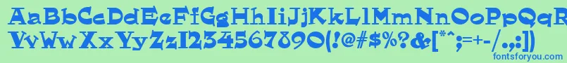 Шрифт Hornswoggled ffy – синие шрифты на зелёном фоне