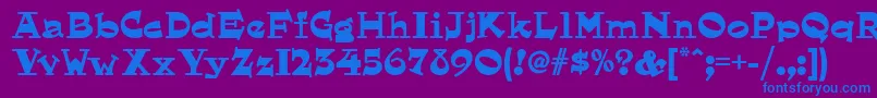 フォントHornswoggled ffy – 紫色の背景に青い文字