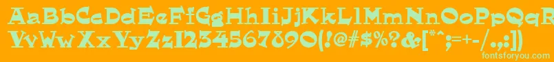 Hornswoggled ffy-Schriftart – Grüne Schriften auf orangefarbenem Hintergrund