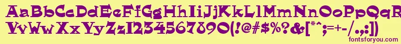 フォントHornswoggled ffy – 紫色のフォント、黄色の背景