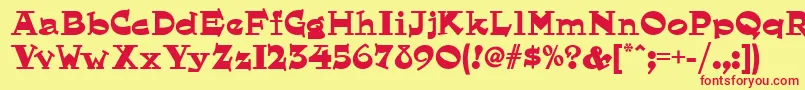 Hornswoggled ffy-Schriftart – Rote Schriften auf gelbem Hintergrund