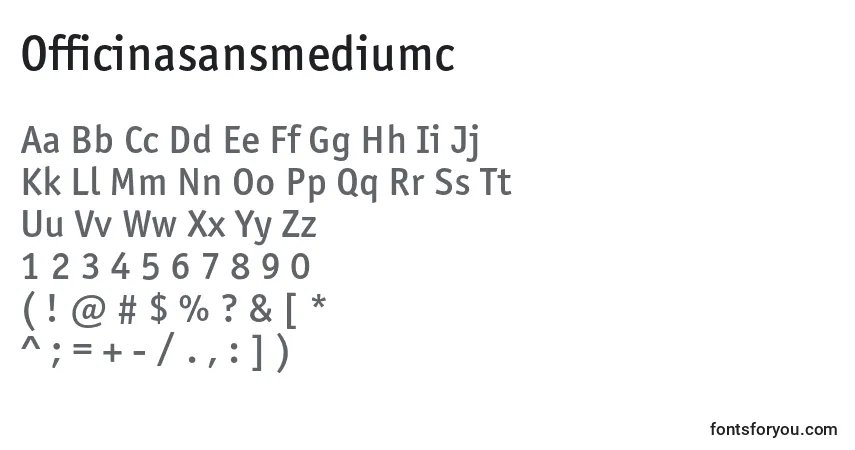 A fonte Officinasansmediumc – alfabeto, números, caracteres especiais