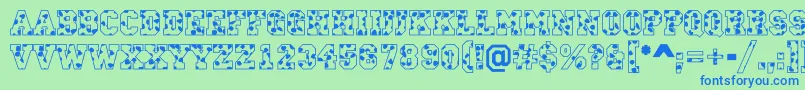 CampusS-Schriftart – Blaue Schriften auf grünem Hintergrund