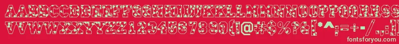 CampusS-Schriftart – Grüne Schriften auf rotem Hintergrund