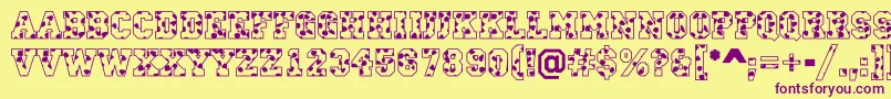 CampusS-Schriftart – Violette Schriften auf gelbem Hintergrund
