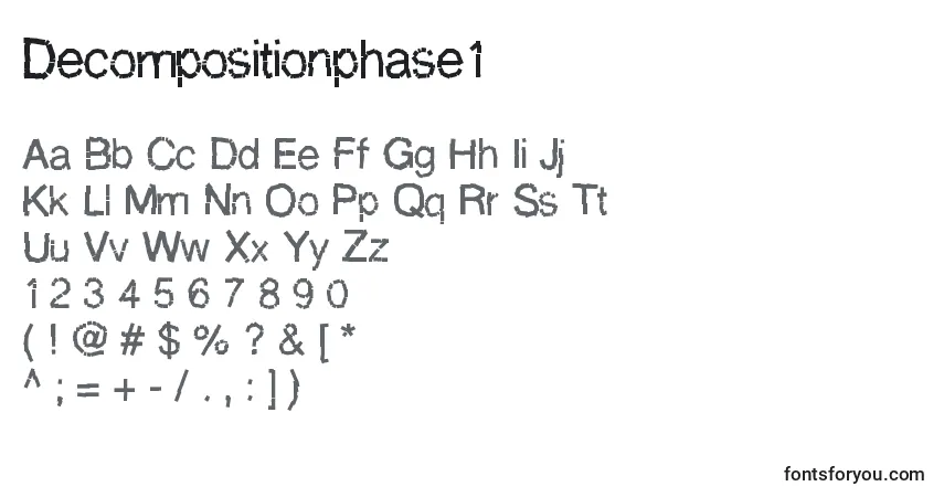 Schriftart Decompositionphase1 – Alphabet, Zahlen, spezielle Symbole