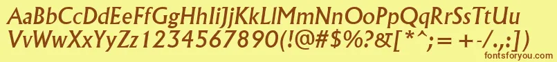 AlbertusMediumРљСѓСЂСЃРёРІ Font – Brown Fonts on Yellow Background