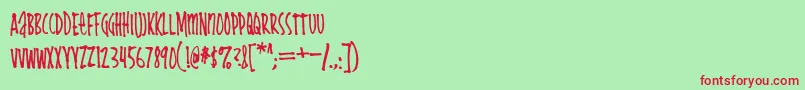 Cheapskate Font – Red Fonts on Green Background