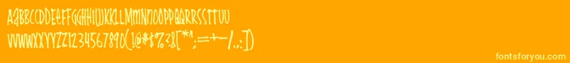 Cheapskate-Schriftart – Gelbe Schriften auf orangefarbenem Hintergrund