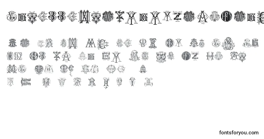 Czcionka IntellectaMonogramsRandomSamplesTwo – alfabet, cyfry, specjalne znaki