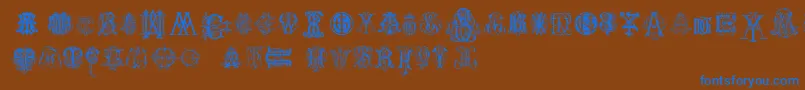 IntellectaMonogramsRandomSamplesTwo Font – Blue Fonts on Brown Background