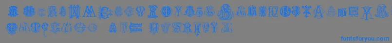 IntellectaMonogramsRandomSamplesTwo Font – Blue Fonts on Gray Background