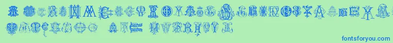 IntellectaMonogramsRandomSamplesTwo Font – Blue Fonts on Green Background