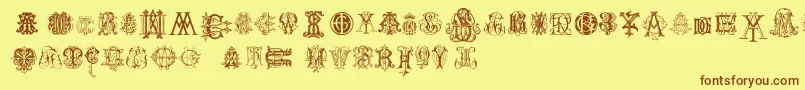 IntellectaMonogramsRandomSamplesTwo Font – Brown Fonts on Yellow Background
