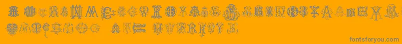 IntellectaMonogramsRandomSamplesTwo Font – Gray Fonts on Orange Background
