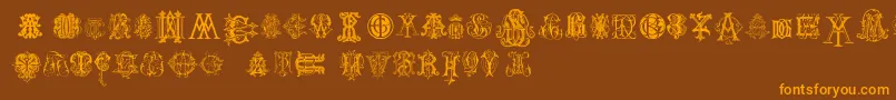 Подробнее о шрифте IntellectaMonogramsRandomSamplesTwo Шрифт IntellectaMonogramsRandomSamplesTwo – оранжевые шрифты на коричневом фоне