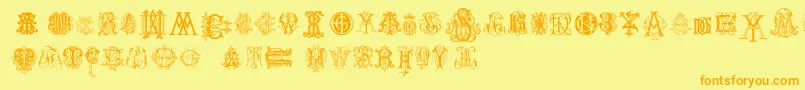 IntellectaMonogramsRandomSamplesTwo Font – Orange Fonts on Yellow Background