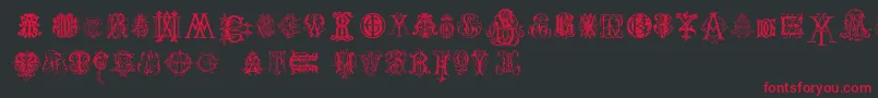 IntellectaMonogramsRandomSamplesTwo Font – Red Fonts on Black Background