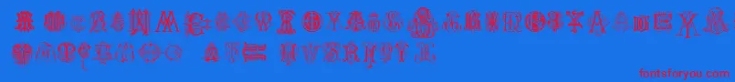 IntellectaMonogramsRandomSamplesTwo Font – Red Fonts on Blue Background