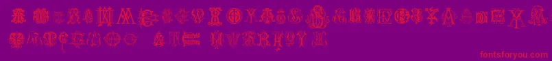 IntellectaMonogramsRandomSamplesTwo Font – Red Fonts on Purple Background