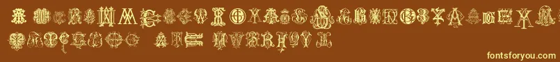 IntellectaMonogramsRandomSamplesTwo Font – Yellow Fonts on Brown Background