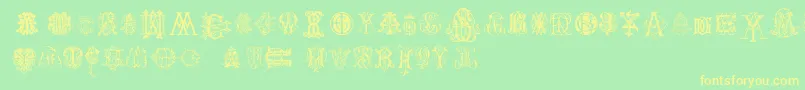 IntellectaMonogramsRandomSamplesTwo Font – Yellow Fonts on Green Background