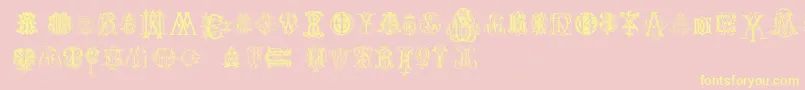 IntellectaMonogramsRandomSamplesTwo Font – Yellow Fonts on Pink Background